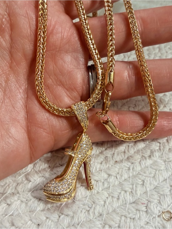 Unbranded Jewelry - New | 14K Gold Filled Franco Chain| 4.40mm, 22 in. + Gold High-Heel Pendant 👠